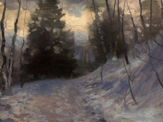 oil painting, midwest art, winter scenes, romantic landscape
